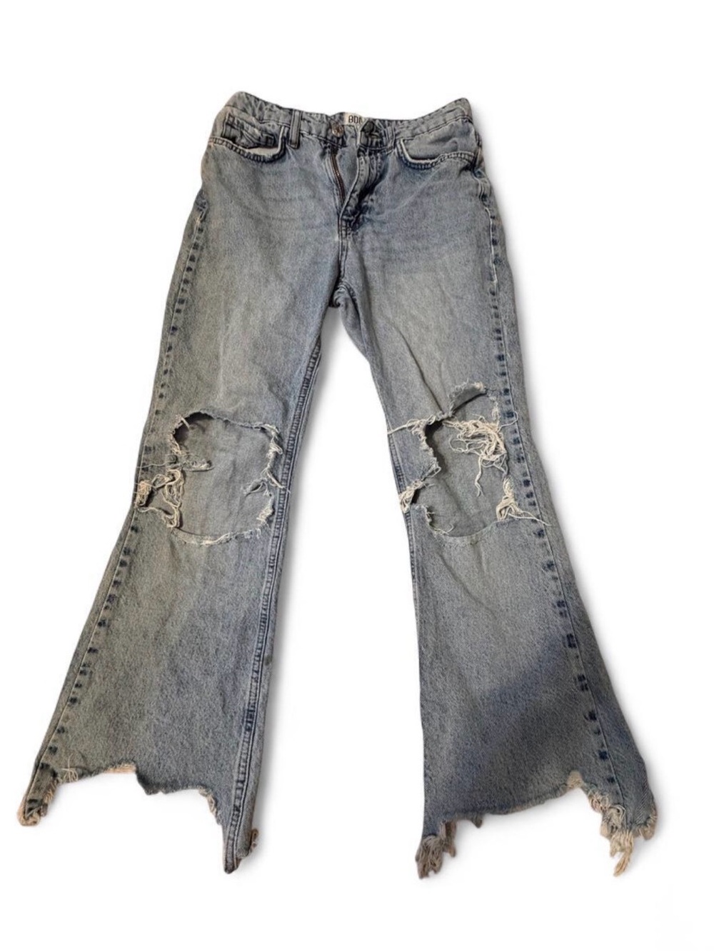 Women’s Distressed Flared Jeans - Light Blue